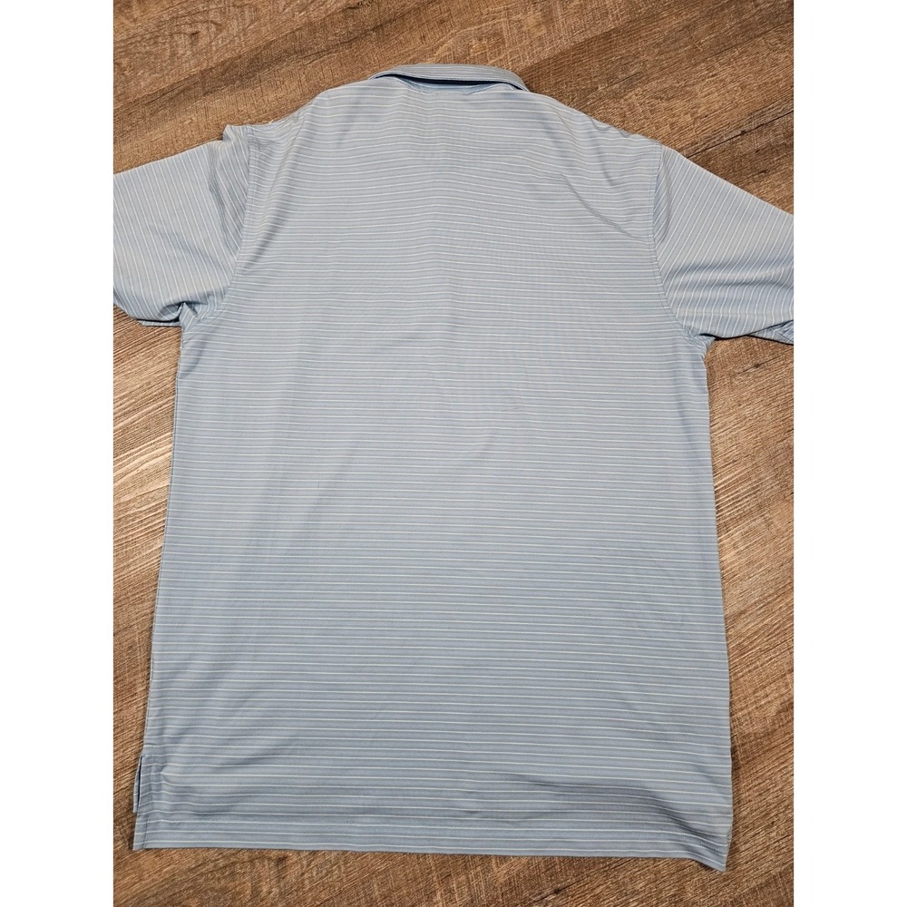 Dunning Golf Mens Large Blue Striped Coolmax‎ Lycra Short Sleeve Polo Shirt L - Picture 8 of 8